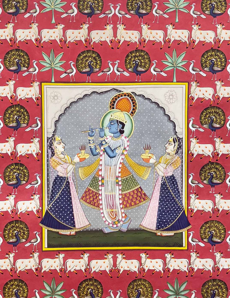 Krishna Pichwai Painting (Handmade / Unframed / 91.4 x 121.9 cm)