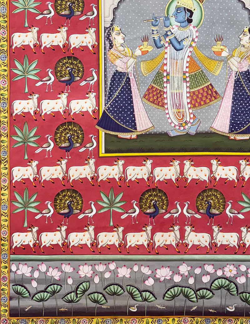 Krishna Pichwai Painting (Handmade / Unframed / 91.4 x 121.9 cm)