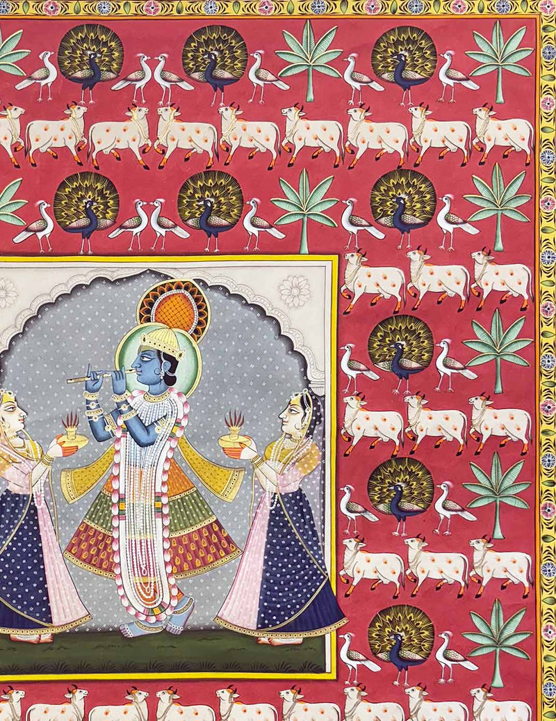 Krishna Pichwai Painting (Handmade / Unframed / 91.4 x 121.9 cm)