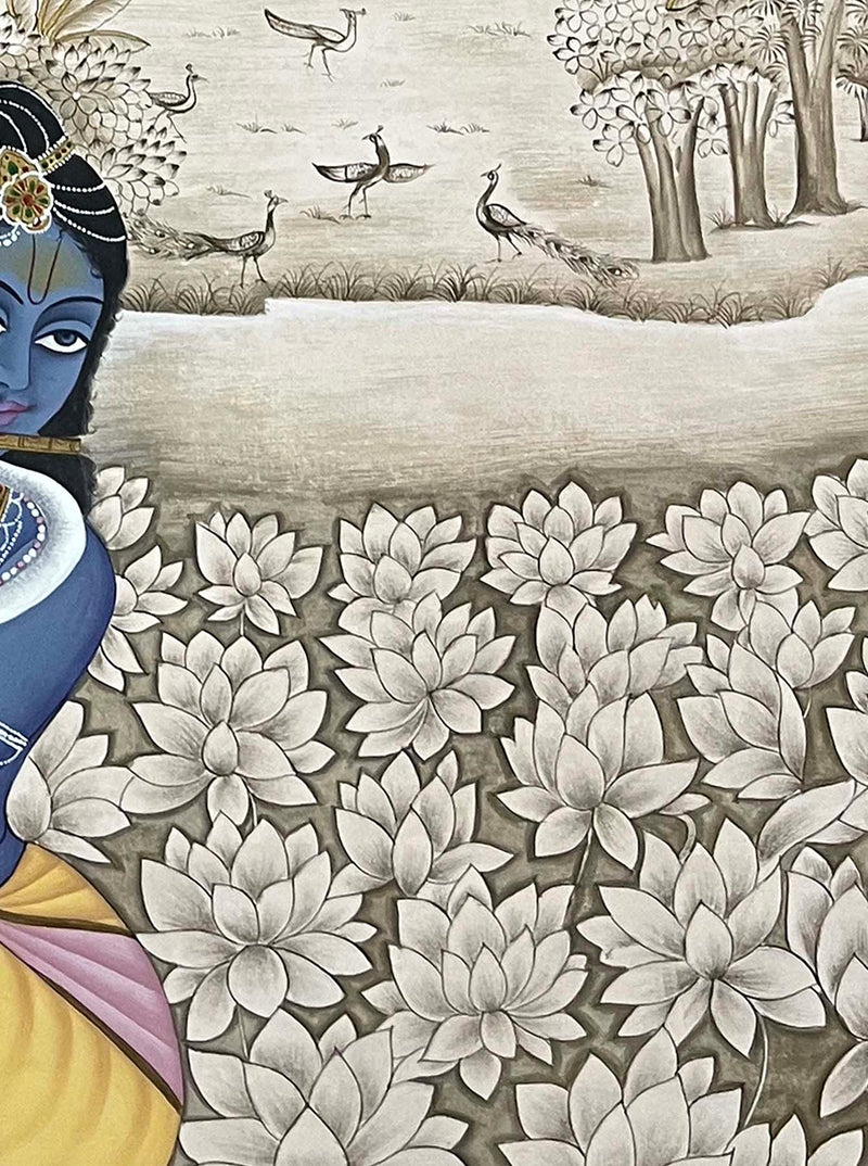 krishna monochrome painting, angle 3