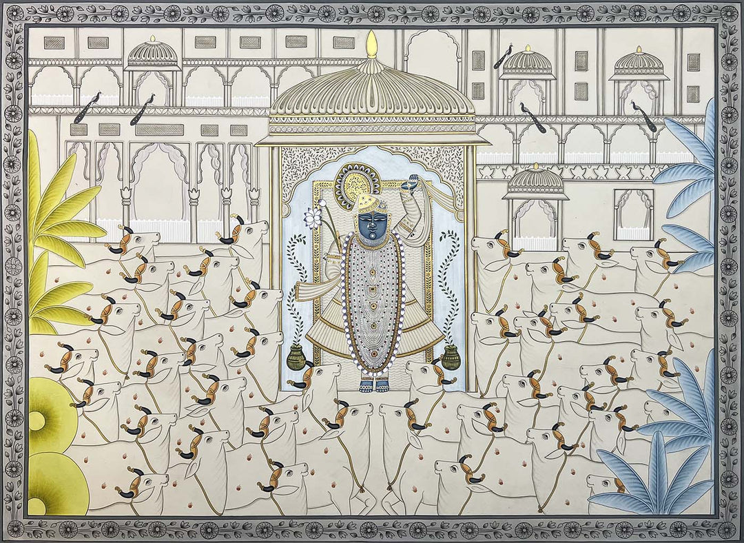 Magnificent Gopasthmi - Handmade Pichwai Painting (Unframed)
