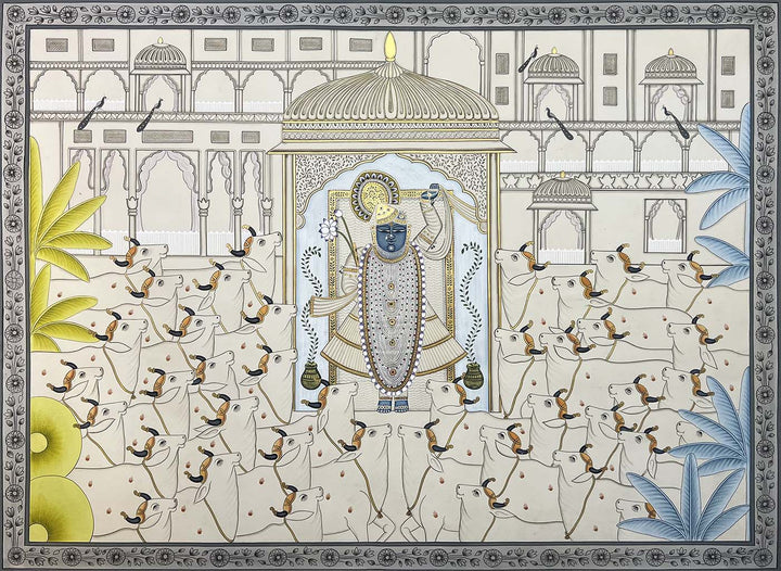 Magnificent Gopasthmi - Handmade Pichwai Painting (Unframed)