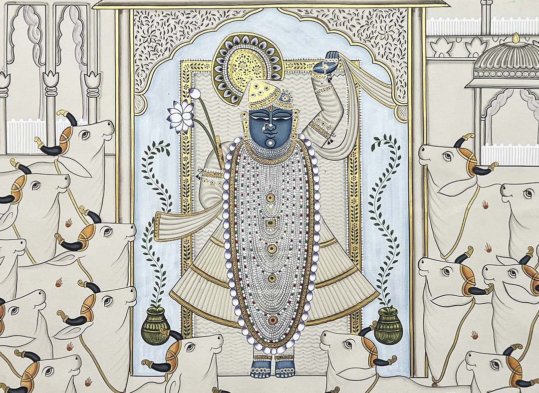 Magnificent Gopasthmi - Handmade Pichwai Painting (Unframed)