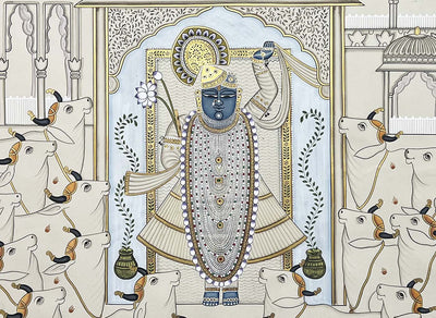 Magnificent Gopasthmi - Handmade Pichwai Painting (Unframed)