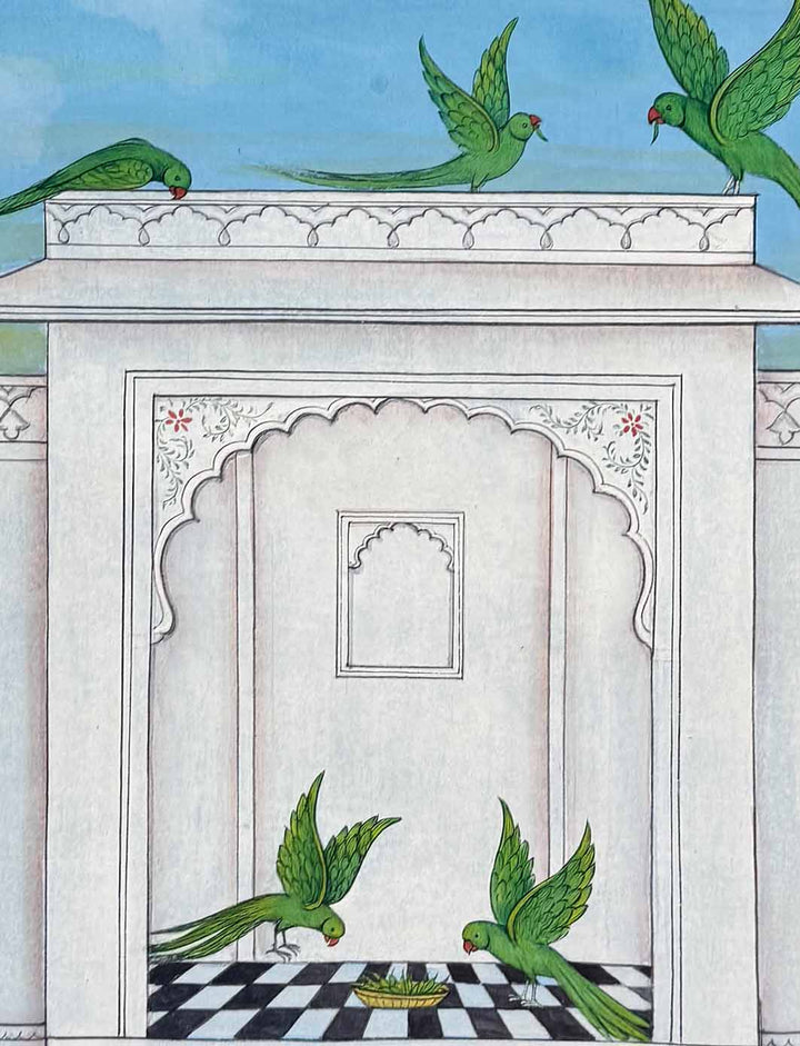 Parrots &amp; Chillies - Handmade Painting (Unframed / 60.9 x 81.2 cm)