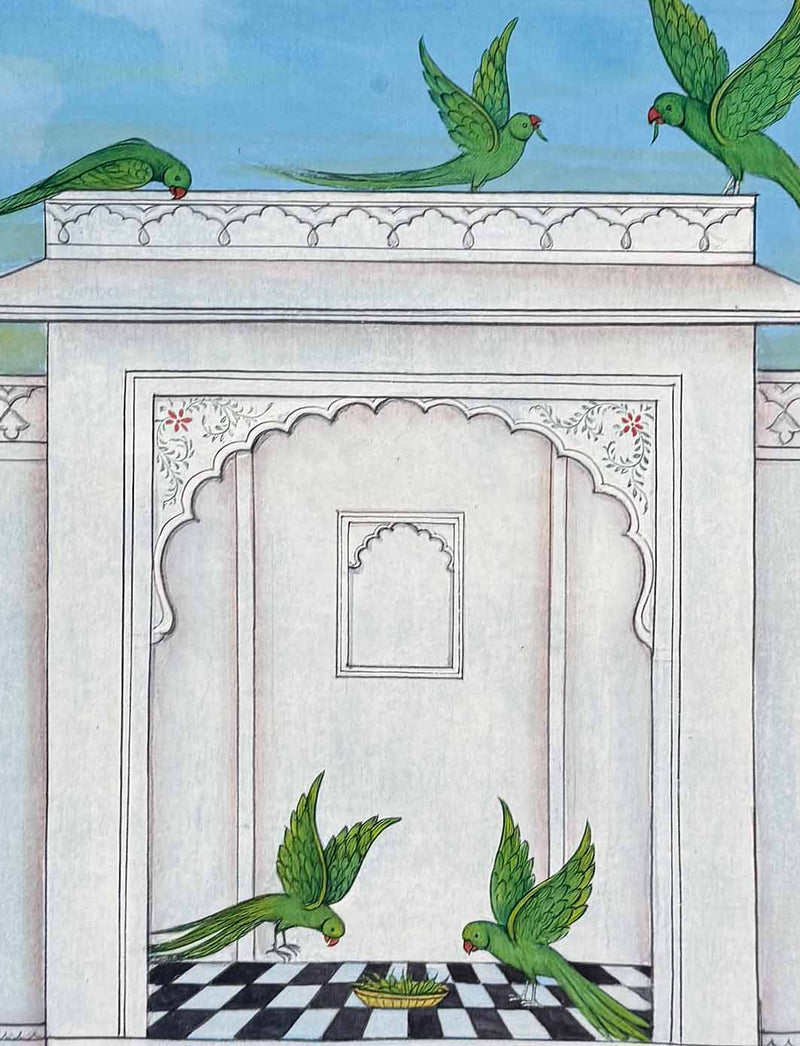 Parrots & Chillies - Handmade Painting (Unframed / 60.9 x 81.2 cm)