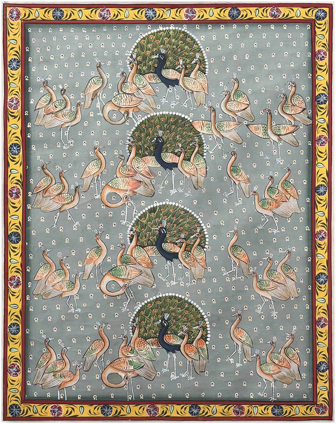 peacocks pichwai painting