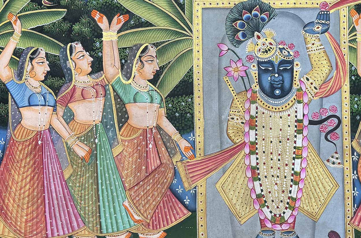 Sharad Purnima - Handmade Pichwai Painting (Unframed / 85.5 x 55.1 cm)
