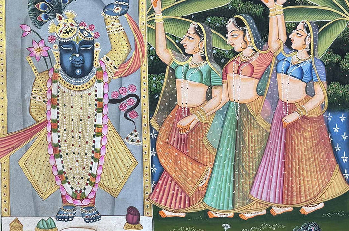 Sharad Purnima - Handmade Pichwai Painting (Unframed / 85.5 x 55.1 cm)