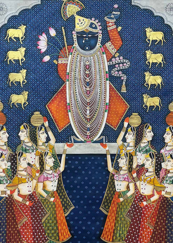 sharad purnima pichwai painting_closeup