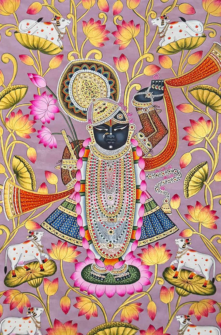 Shrinathji - Handmade Pichwai Painting (Unframed / 151.6 x 91.4 Cm)