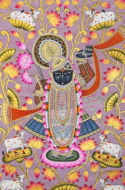 Shrinathji - Handmade Pichwai Painting (Unframed / 151.6 x 91.4 Cm)