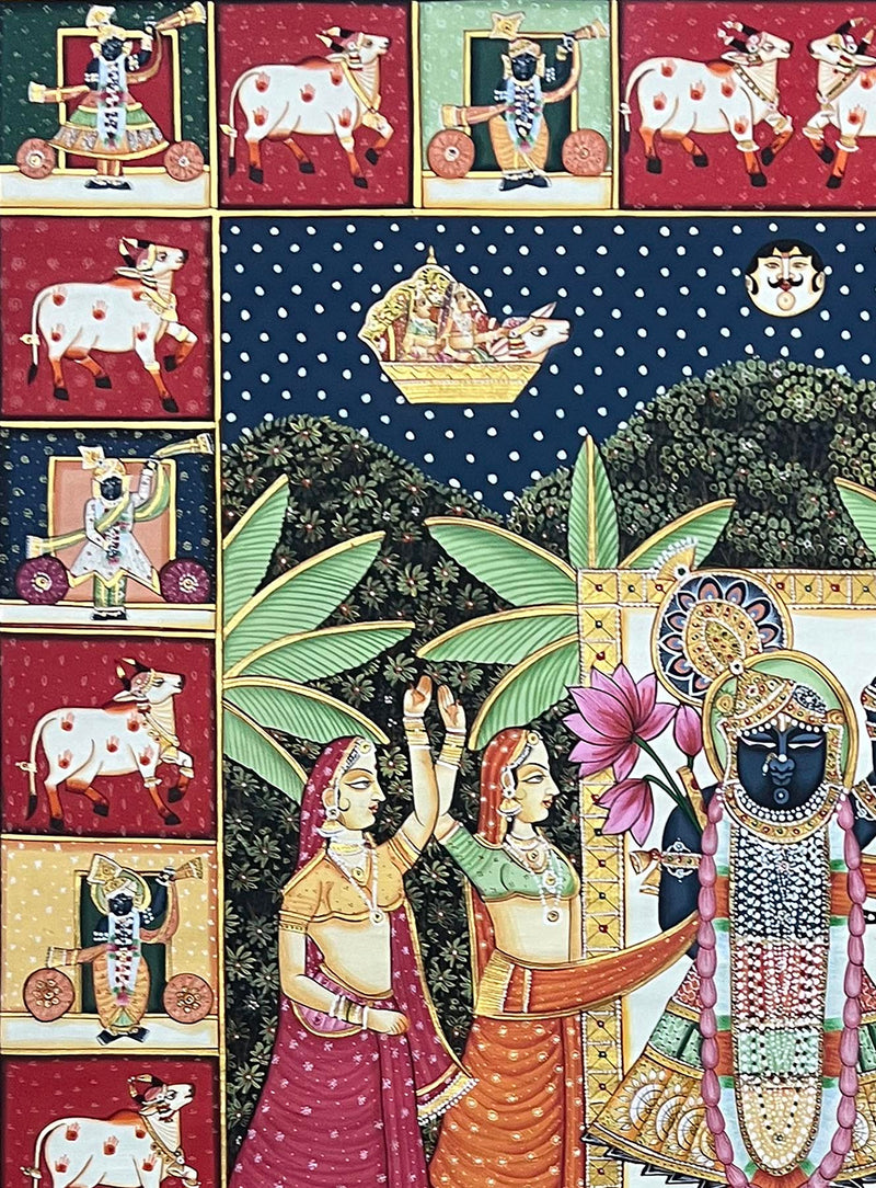 pichwai painting, closeup