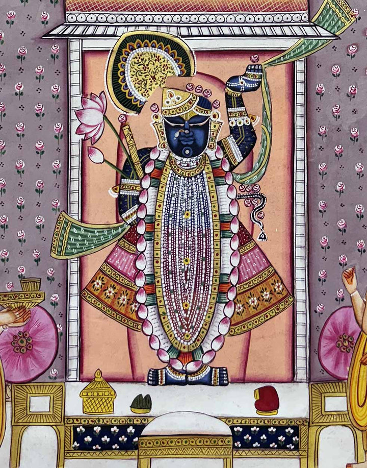 pichwai painting, closeup