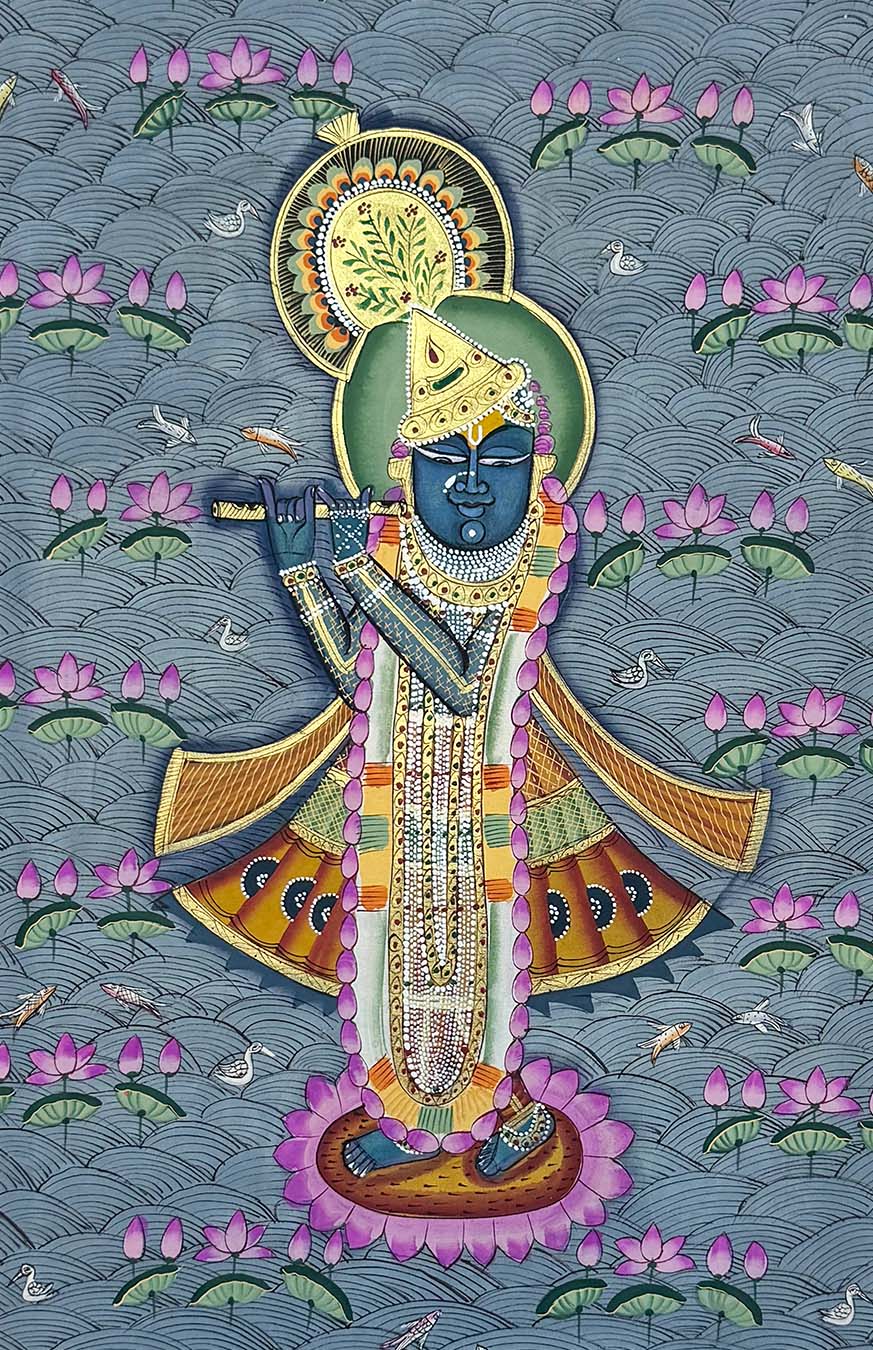 Shrinathji in Kamal Talai - Handmade Pichwai Painting (Unframed)