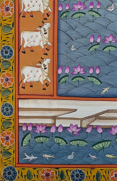 Shrinathji in Kamal Talai - Handmade Pichwai Painting (Unframed)
