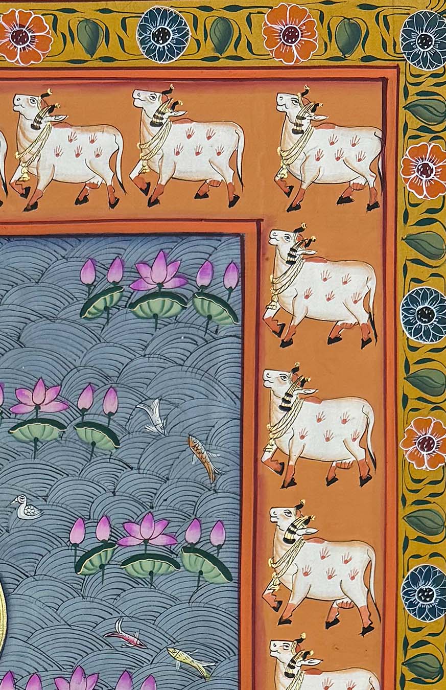 Shrinathji in Kamal Talai - Handmade Pichwai Painting (Unframed)