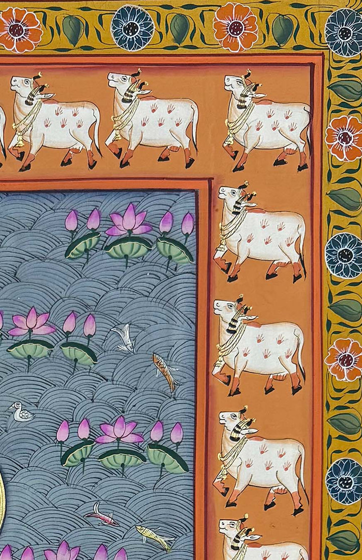 Shrinathji in Kamal Talai - Handmade Pichwai Painting (Unframed)
