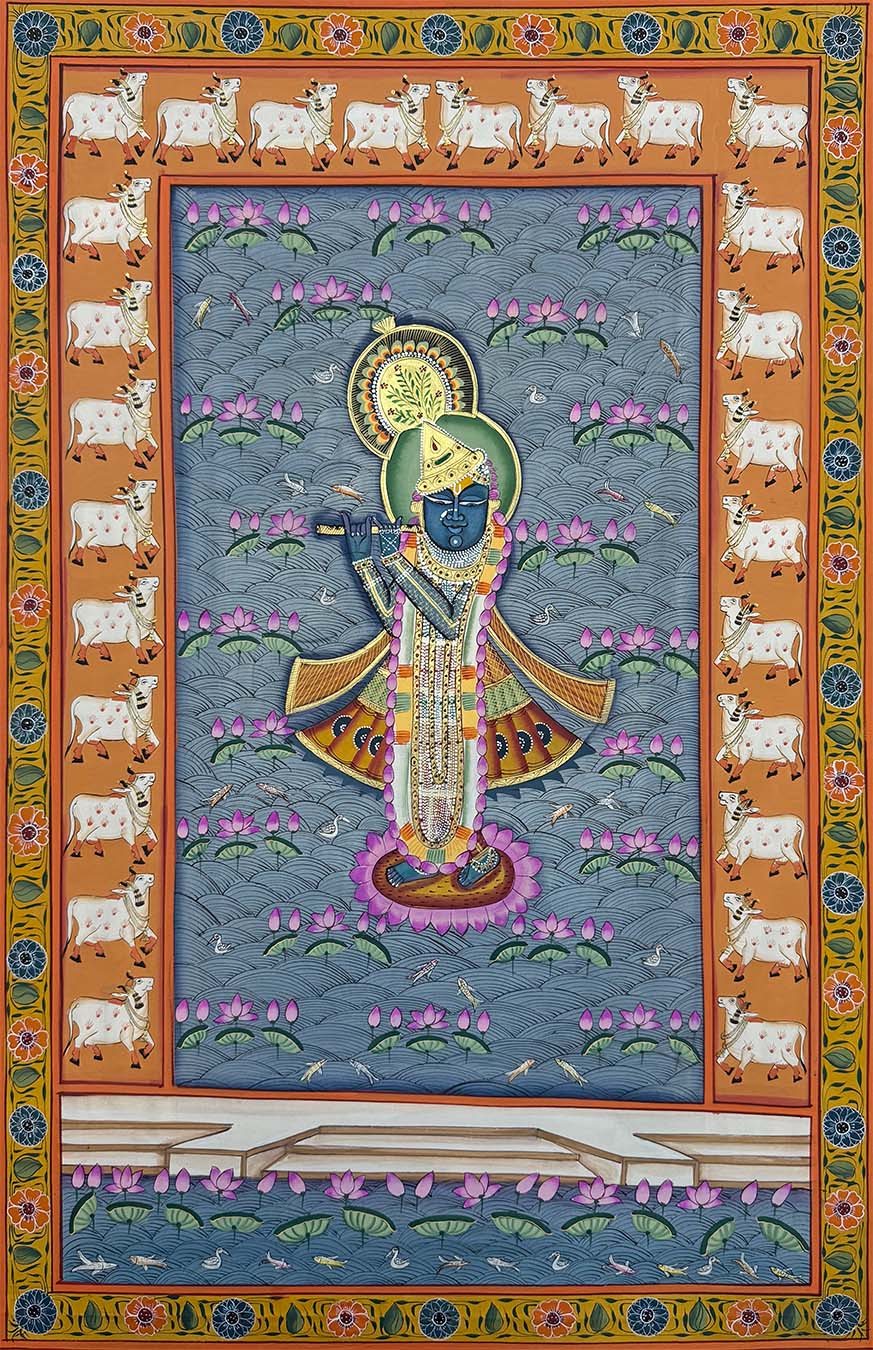 Shrinathji in Kamal Talai - Handmade Pichwai Painting (Unframed)