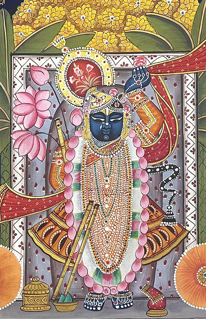 pichwai painting, closeup