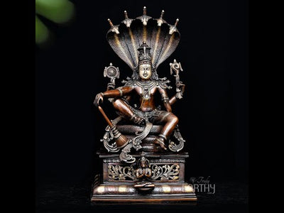 Brass Bhagawan Vishnu Seated on Sheshnag (28 inches / 37 Kg)