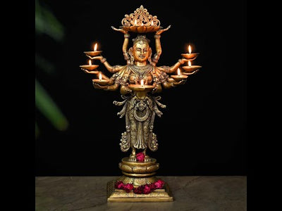Deep Lakshmi with 8 Oil Lamps