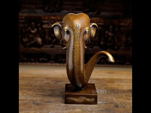 Brass Ganesha Trunk Sculpture (17 inches / 12.1 Kg)