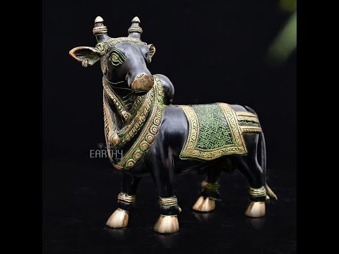 Brass Nandi - Antique Black &amp; Green Finish (5.1 Kg)
