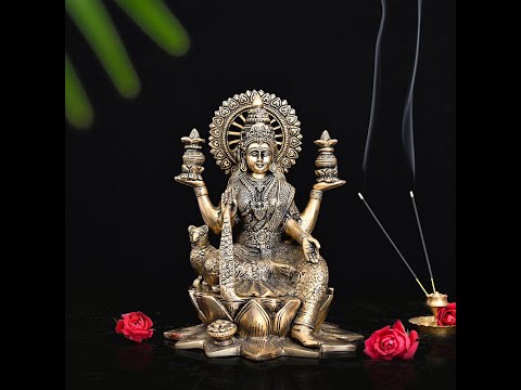 Goddess Dhan-Lakshmi Seated on Lotus in Brass