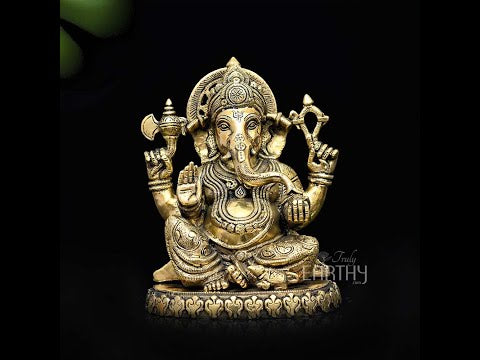 Brass Ganesha Idol (9.5 inches / 5.6 Kg)