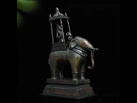 Lord Indra on Airavat - Brass Sculpture