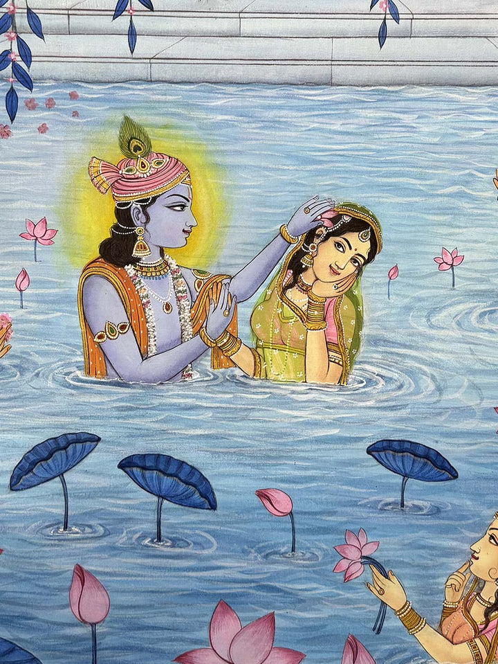 Radha Kund - Handmade Pichwai Painting (Unframed / 132 x 106.6 cm)