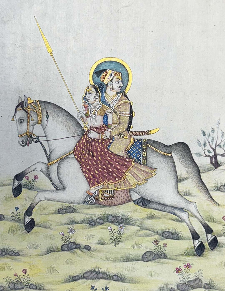 Rajput King &amp; Queen - Handmade Miniature Painting