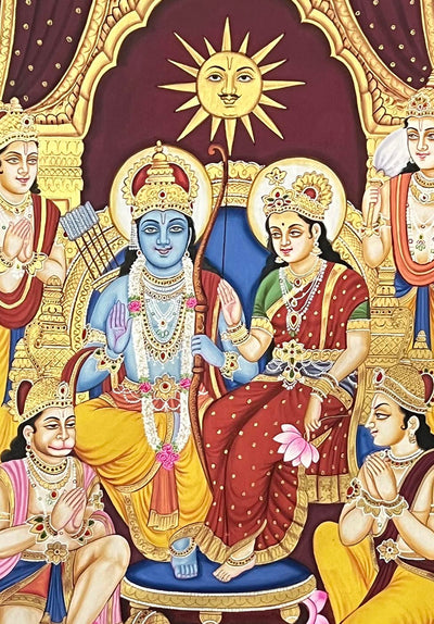 ram darbar painting, closeup