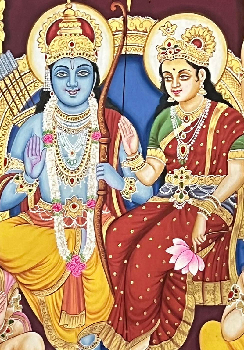 Darbar Ragam Ram Darbar Painting - Handmade (Unframed / 55.8 x 78.7 cm) – Truly Earthy