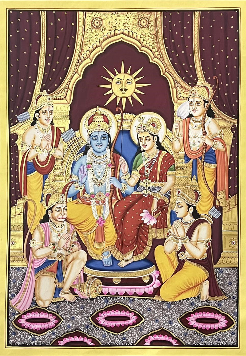 Darbar Ragam Ram Darbar Painting - Handmade (Unframed / 22x31 inches) – Truly Earthy