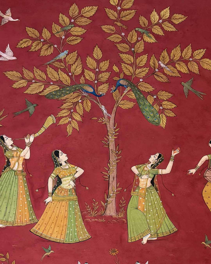 Sakhiyon Ka Anand Utsav - Handmade Pichwai Painting (Unframed / 105.9 x 141.7cm)