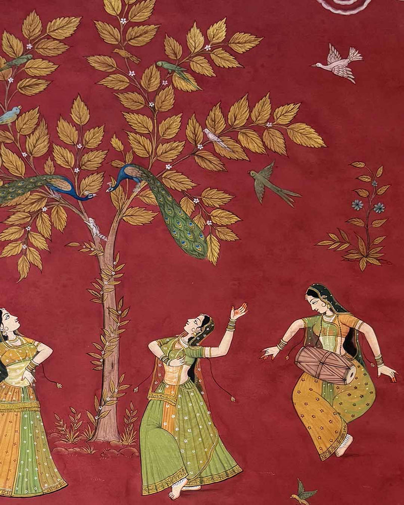 Sakhis Ka Anand Utsav - Handmade Pichwai Painting (Unframed / 105.9 x 141.7cm)