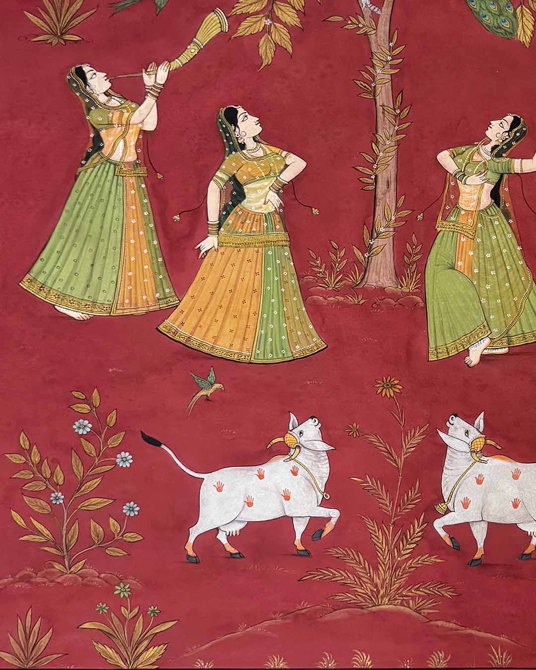 Sakhiyon Ka Anand Utsav - Handmade Pichwai Painting (Unframed / 105.9 x 141.7cm)