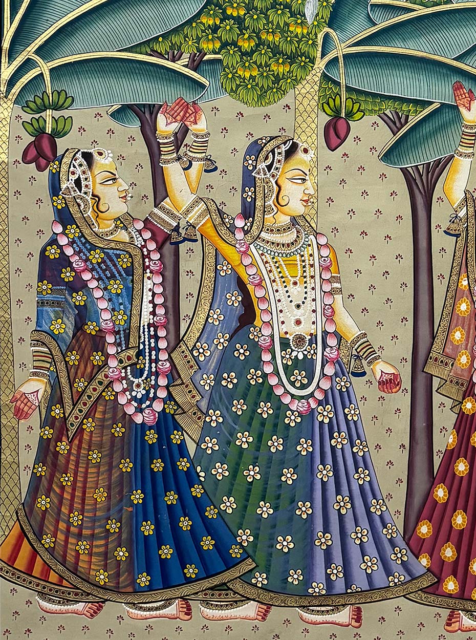 Sakhis - Handmade Pichwai Painting (Unframed)