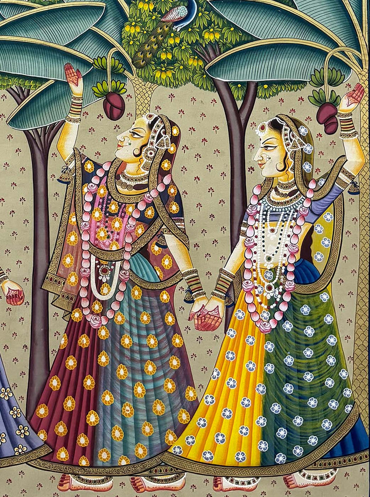 Sakhis - Handmade Pichwai Painting (Unframed)