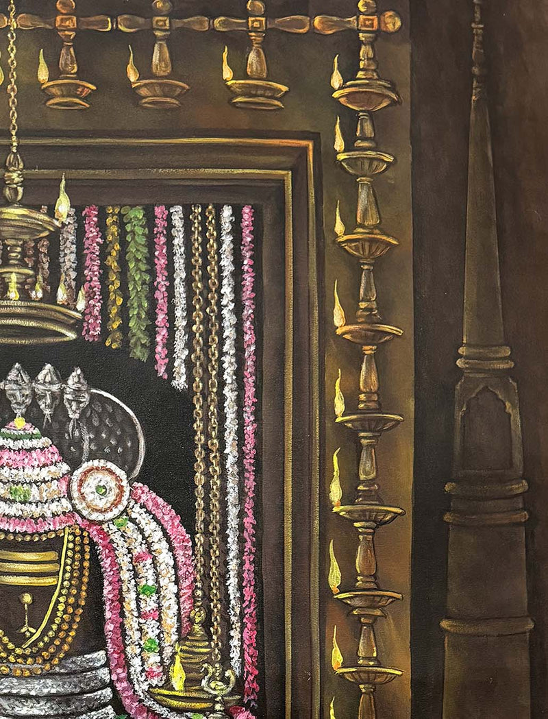 Handmade Vintage Shiva Lingam Painting on Canvas