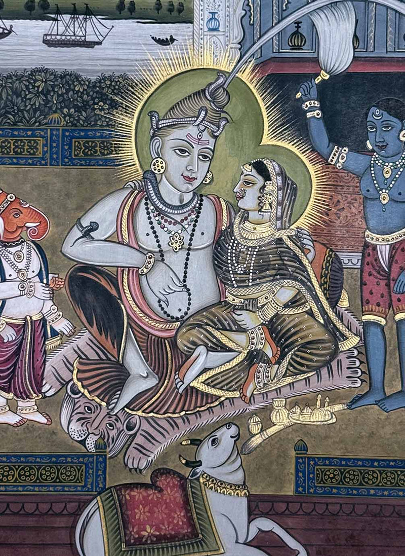 Shiva Parivar - Handmade Miniature Painting (Unframed)