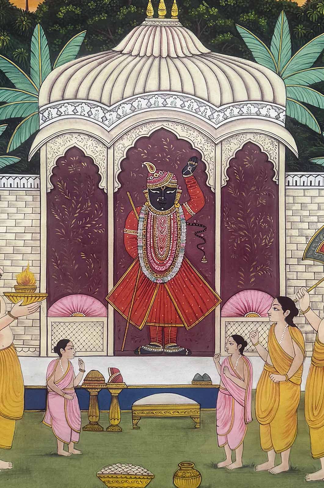 Shrinathji Vandan - Handmade Pichwai Painting (Unframed / 91.4 x 152.4 cm)