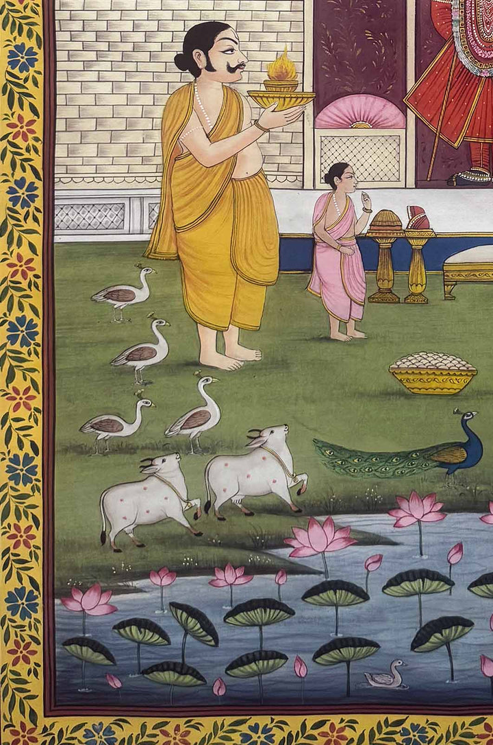 Shrinathji Vandan - Handmade Pichwai Painting (Unframed / 91.4 x 152.4 cm)