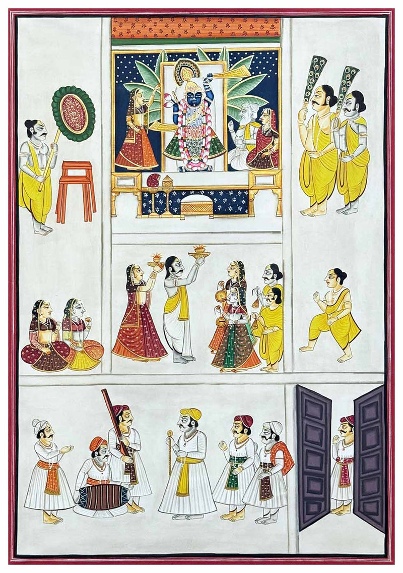 Handmade Pichwai painting, Shrinathji, folklore style