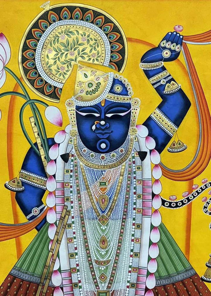 Shreenathji Darshan - Handmade Pichwai Painting (Unframed / 86.3 x 121.9 cm)