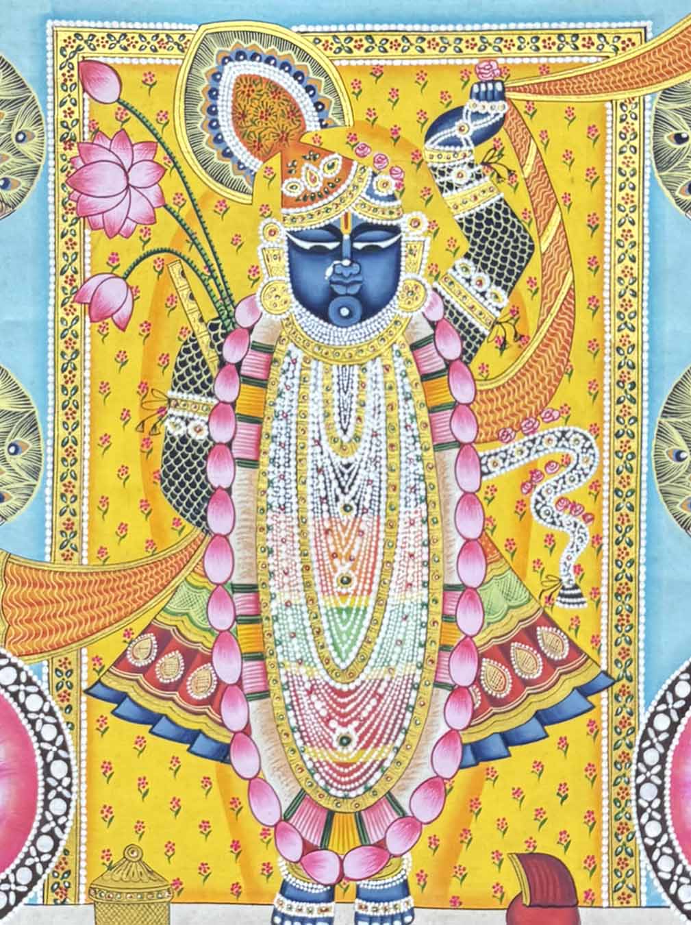 small shrinathji painting, closeup