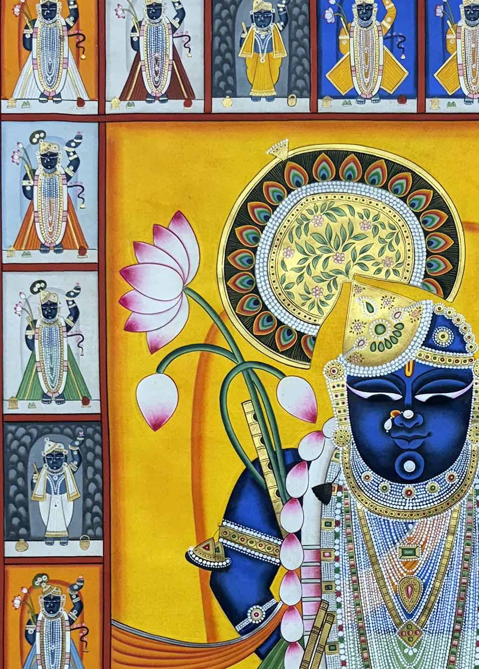 Shreenathji Darshan - Handmade Pichwai Painting (Unframed / 86.3 x 121.9 cm)