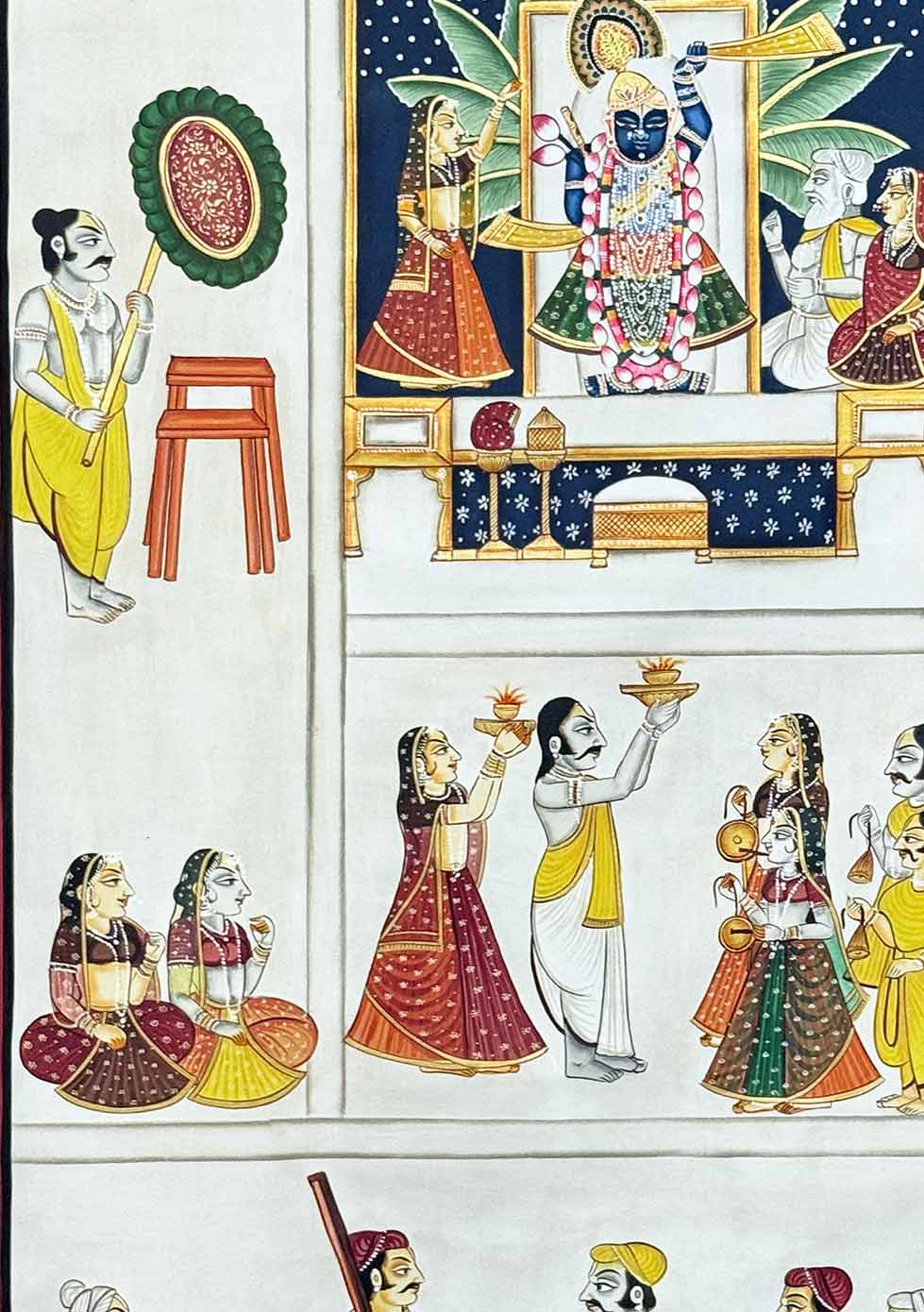 Shreenthji Sewa - Handmade Pichwai Painting (Unframed / 60.9 x 91.4 cm)